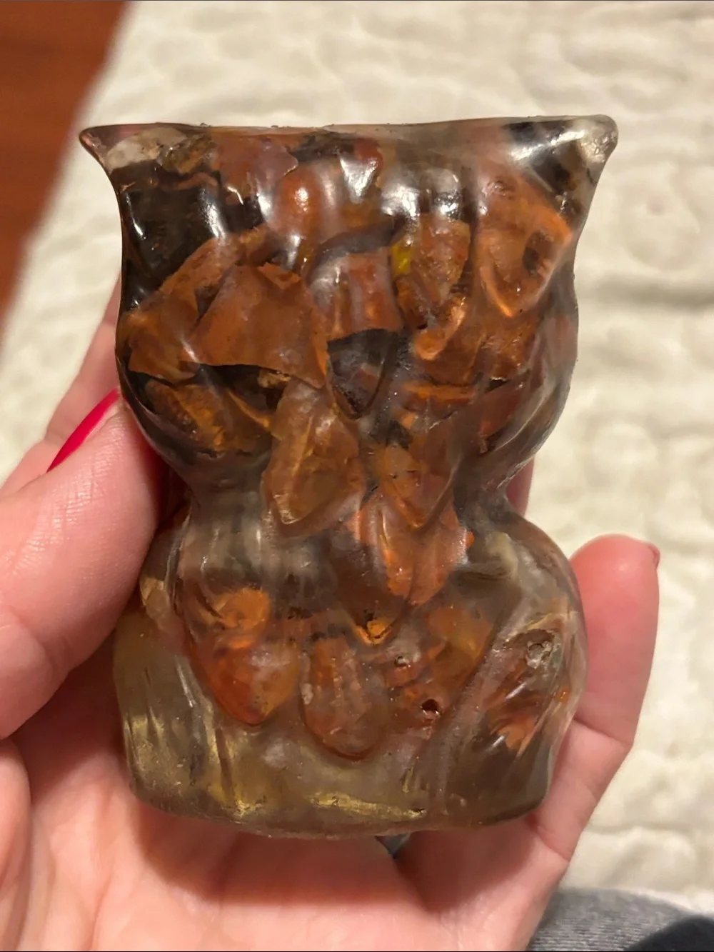 Brown Owl Figurine with Googly Eyes - Home Accent